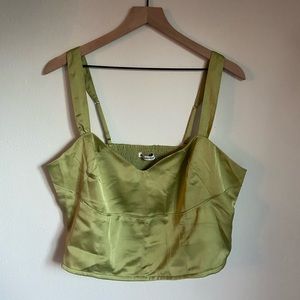 Abercrombie & Fitch lime green satin crop top